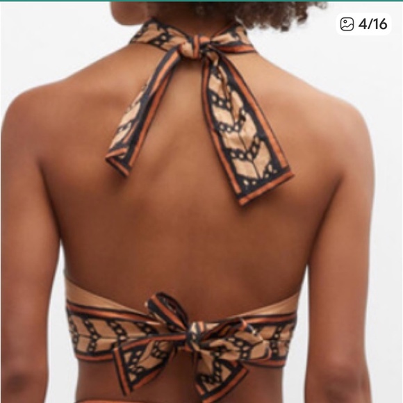 NWT $595 Johanna Ortiz Yoruba Crop Top in Russet Terracotta, Black, & Ecru Sz 10 - Picture 7 of 13